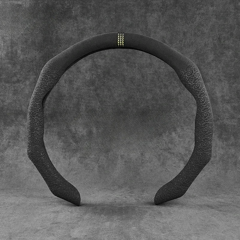 Car Texture Turned Fur Steering Wheel Cover - Delicate Leather