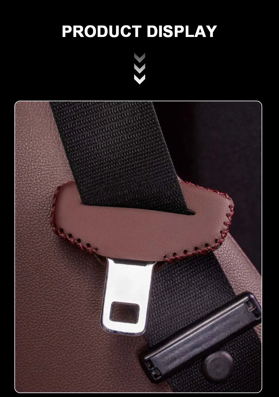 Leather Car Seat Belt Clip Extender Safety Seatbelt Lock Buckle Plug Cover - 2 Pack