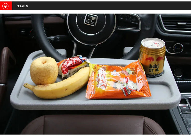 Multifunctional Car Table Desk - Steering Wheel Tray, Travel Portable Office Workbench, Dining Food Table, Laptop & Tablet Desk - Delicate Leather