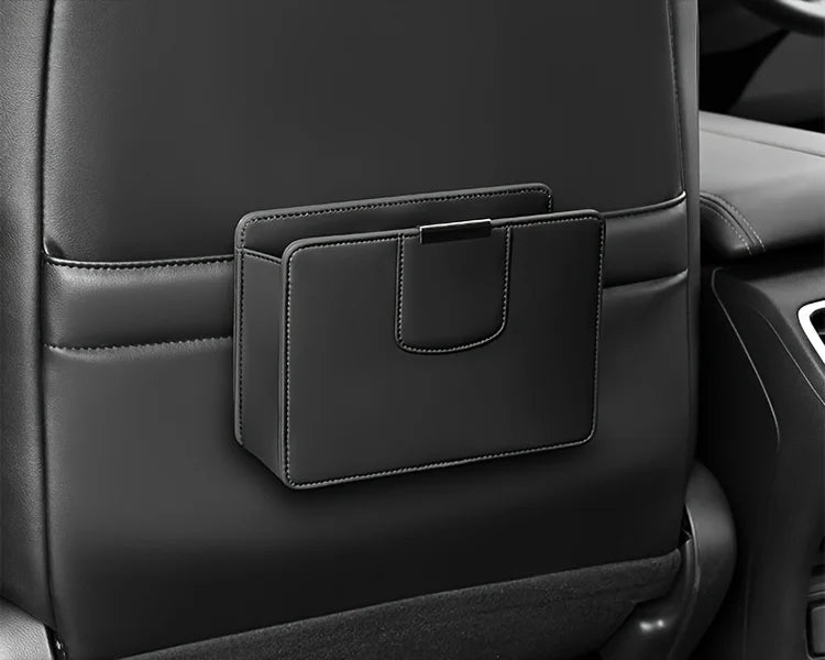 Car Backseat Storage Box Car Organizer Protector with Magnetic Closure for Travel, Trucks, SUVs, and RVs - Delicate Leather