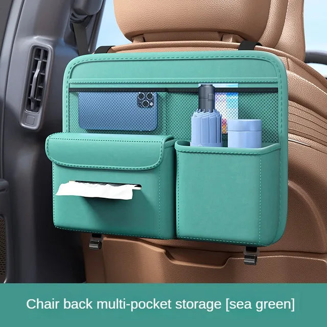 Car Seat Back Hanging Storage Bag - Multifunctional Leather Auto Backseat Organizer, Custom Fit For Your Cars, Car Accessories - Delicate Leather