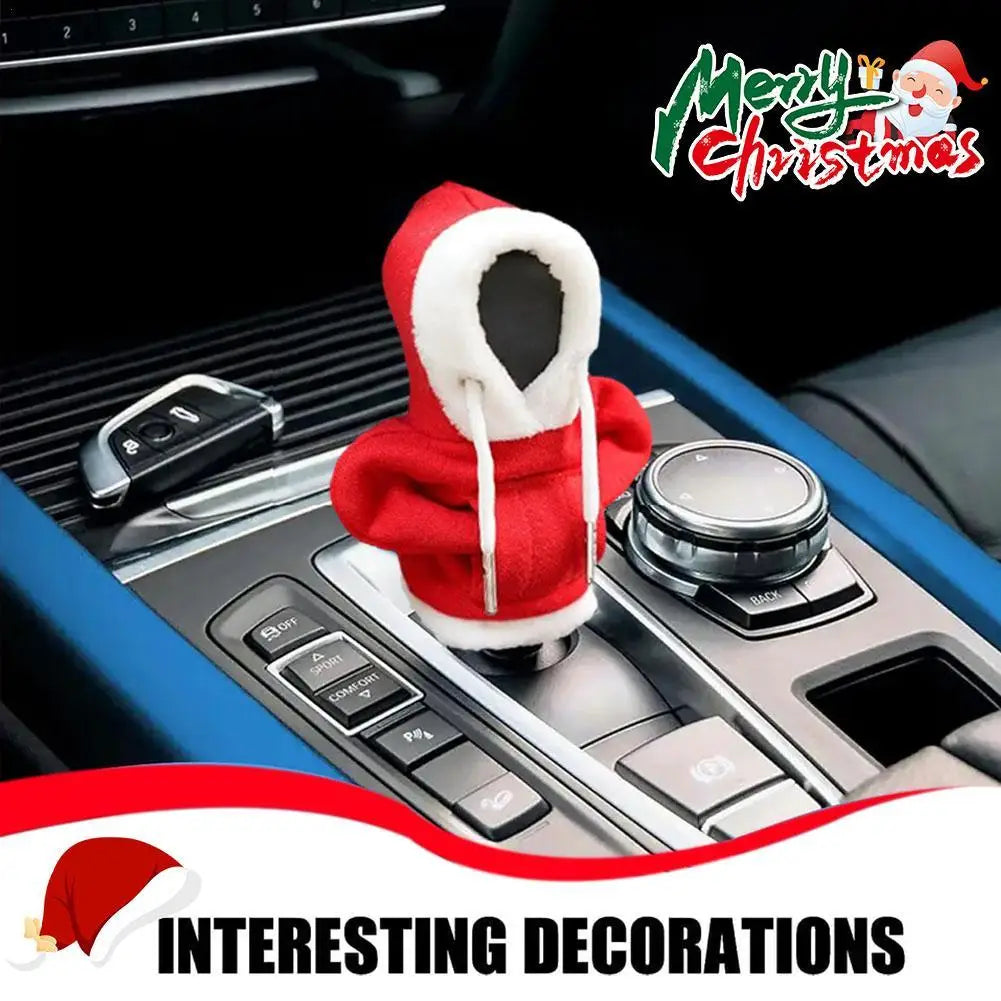 Hoodie Car Gear Shift Cover Christmas Decor Gearshift Hoodie Car Gear Shift Knob Cover Manual Handle Gear Change Lever Cover - Delicate Leather