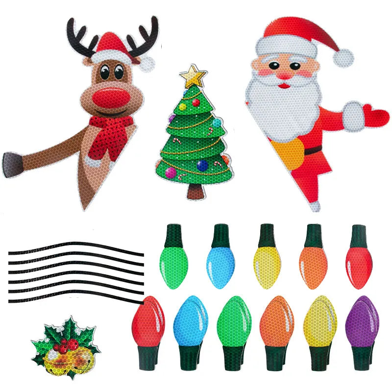 Christmas Decorations Car Magnetic Reflective Sticker Refrigerator Magnets Light Bulb decal New Year 2024 Xmas home decor gifts