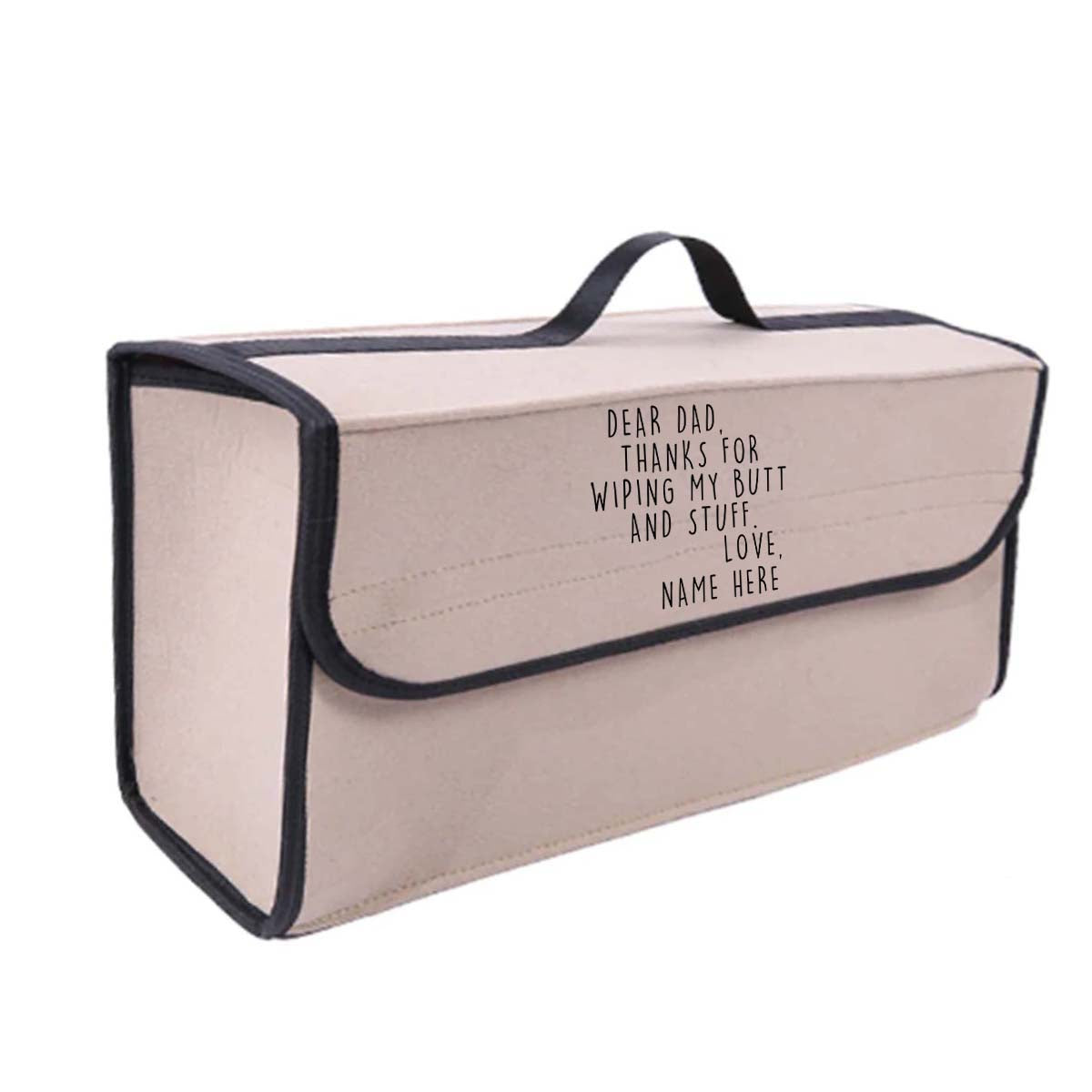 Personalized Soft Felt Car Bag Organizer, Happy Father's Day Folding Car Storage Box Non Slip Fireproof Car Trunk Organizer, Custom For Your Cars, Car Accessories, Gift for Daddy - Delicate Leather