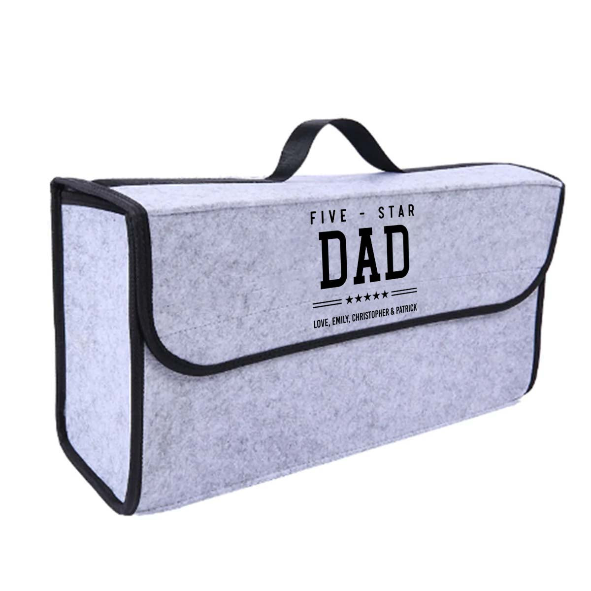 Personalized Soft Felt Car Bag Organizer, Happy Father's Day Folding Car Storage Box Non Slip Fireproof Car Trunk Organizer, Custom For Your Cars, Car Accessories, Gift for Daddy - Delicate Leather