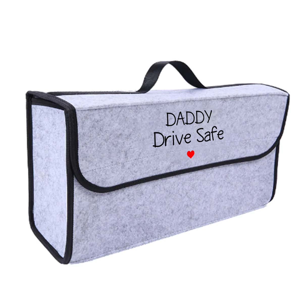 Daddy Drive Safe Soft Felt Car Bag Organizer Folding Car Storage Box Non Slip Fireproof Car Trunk Organizer, Custom For Your Cars, Father's Day Gift, Car Accessories - Delicate Leather