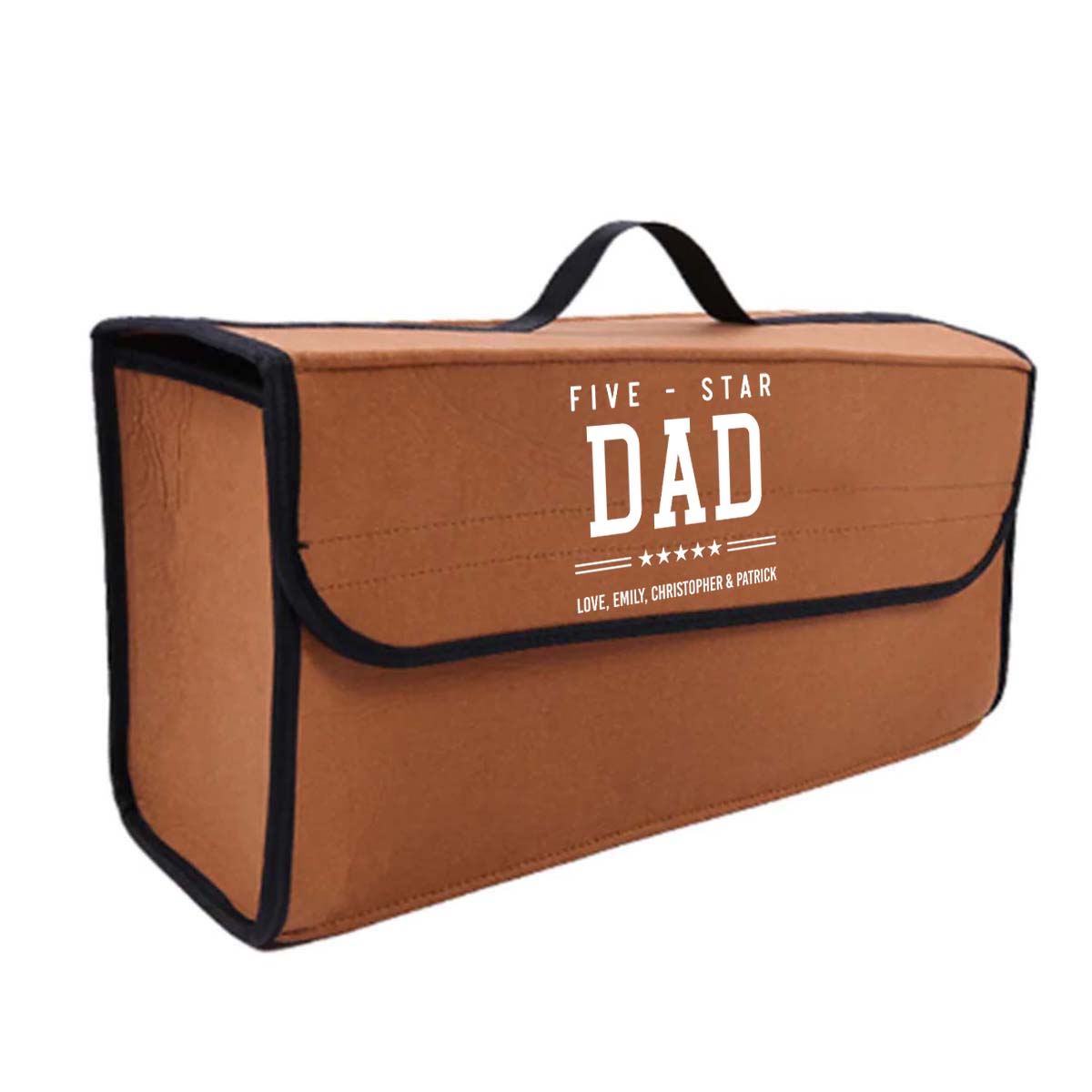 Personalized Soft Felt Car Bag Organizer, Happy Father's Day Folding Car Storage Box Non Slip Fireproof Car Trunk Organizer, Custom For Your Cars, Car Accessories, Gift for Daddy - Delicate Leather