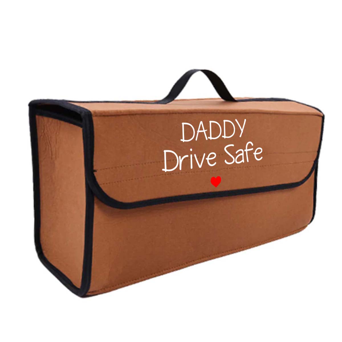 Daddy Drive Safe Soft Felt Car Bag Organizer Folding Car Storage Box Non Slip Fireproof Car Trunk Organizer, Custom For Your Cars, Father's Day Gift, Car Accessories - Delicate Leather