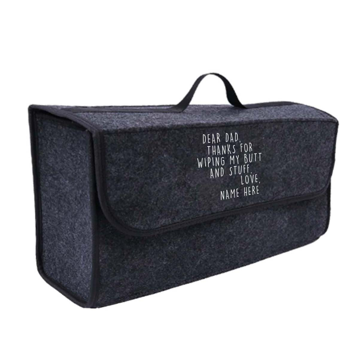 Personalized Soft Felt Car Bag Organizer, Happy Father's Day Folding Car Storage Box Non Slip Fireproof Car Trunk Organizer, Custom For Your Cars, Car Accessories, Gift for Daddy - Delicate Leather
