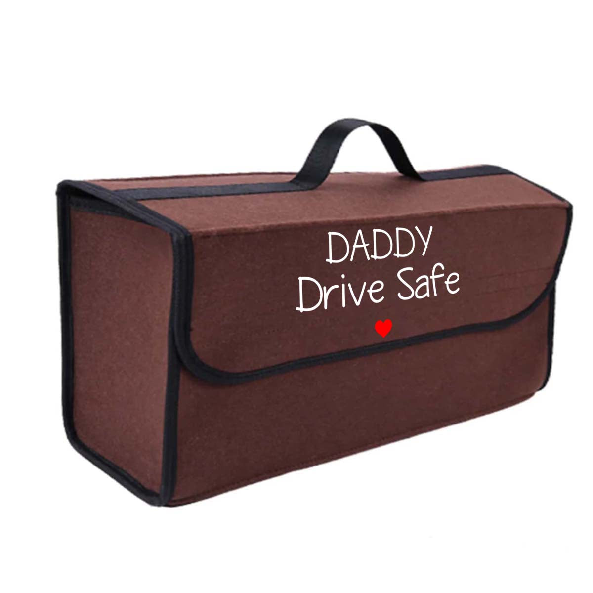 Daddy Drive Safe Soft Felt Car Bag Organizer Folding Car Storage Box Non Slip Fireproof Car Trunk Organizer, Custom For Your Cars, Father's Day Gift, Car Accessories - Delicate Leather