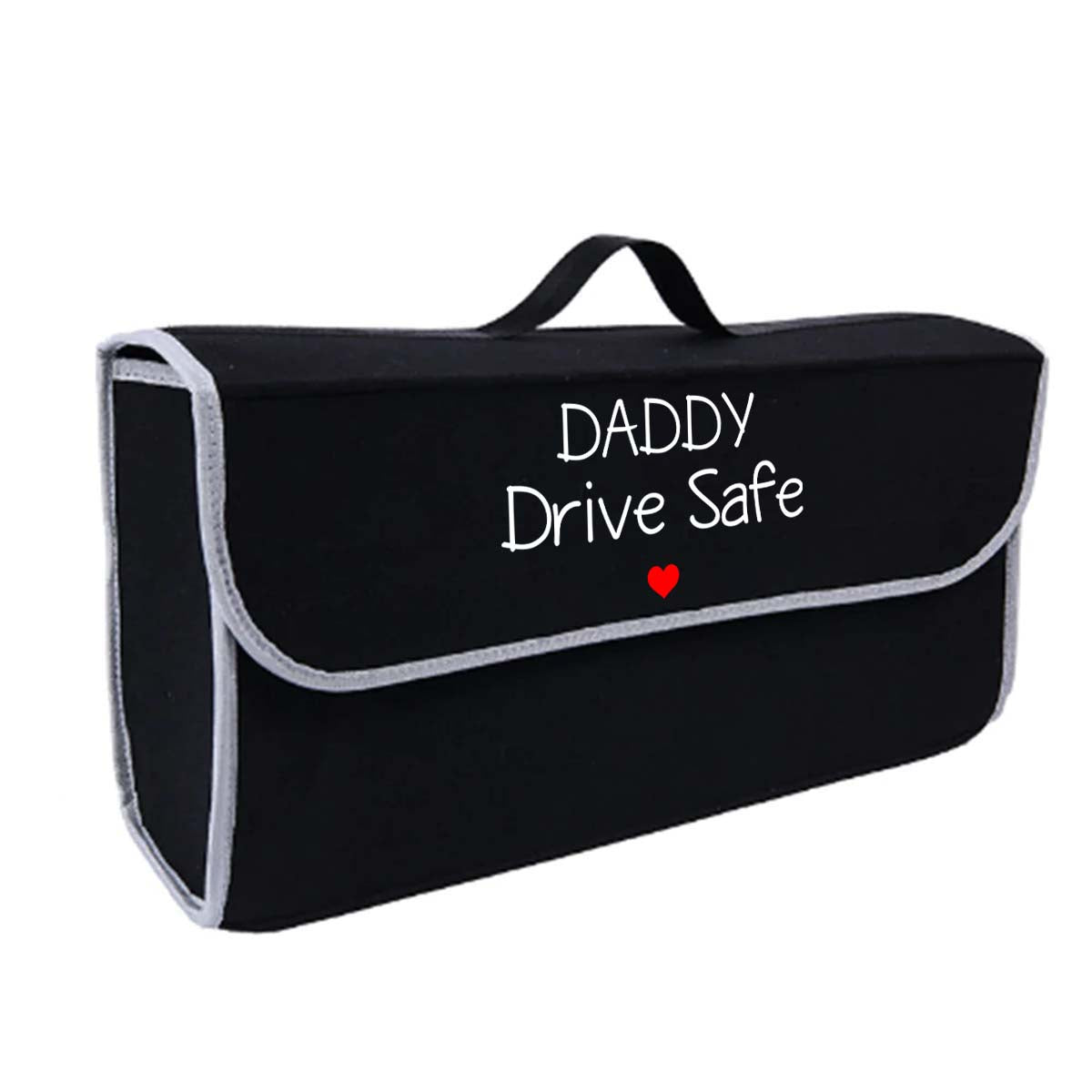 Daddy Drive Safe Soft Felt Car Bag Organizer Folding Car Storage Box Non Slip Fireproof Car Trunk Organizer, Custom For Your Cars, Father's Day Gift, Car Accessories - Delicate Leather