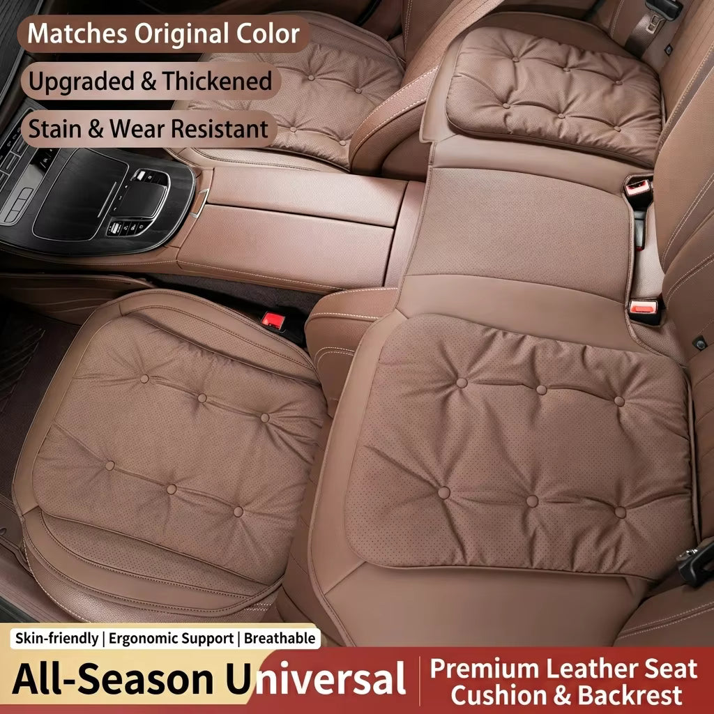 Universal Nappa Leather Car Seat Cushion – Breathable Anti-Slip Luxury Seat Protector - Delicate Leather