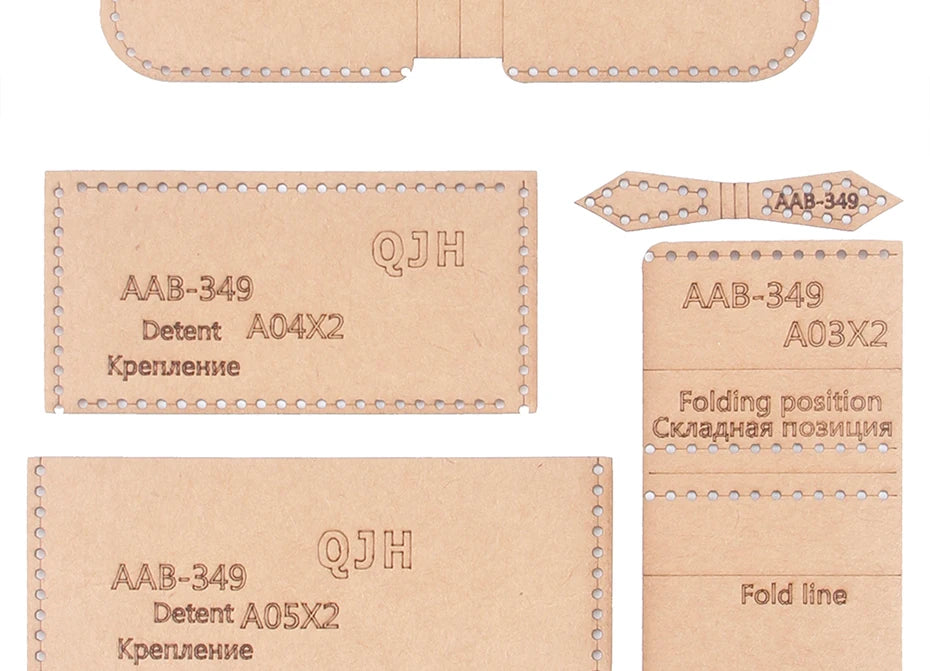 Leather Handmade Crafts Card Bag Pocket Wallet Kraft Paper Template Three-Layer Zipper DIY Leather Production Template - Delicate Leather