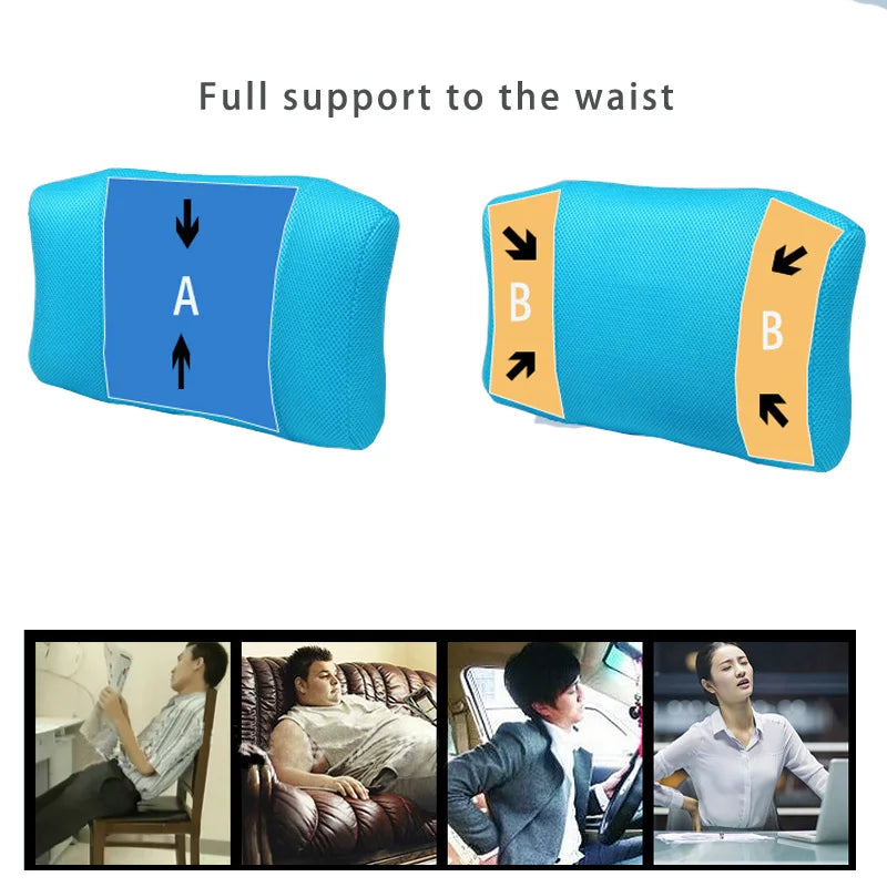 1Pcs BYEPAIN Portable Inflatable Lumbar Support Cushion/ Massage Pillow for Travel Office Car Camping to Wais Back Pain Relief - Delicate Leather