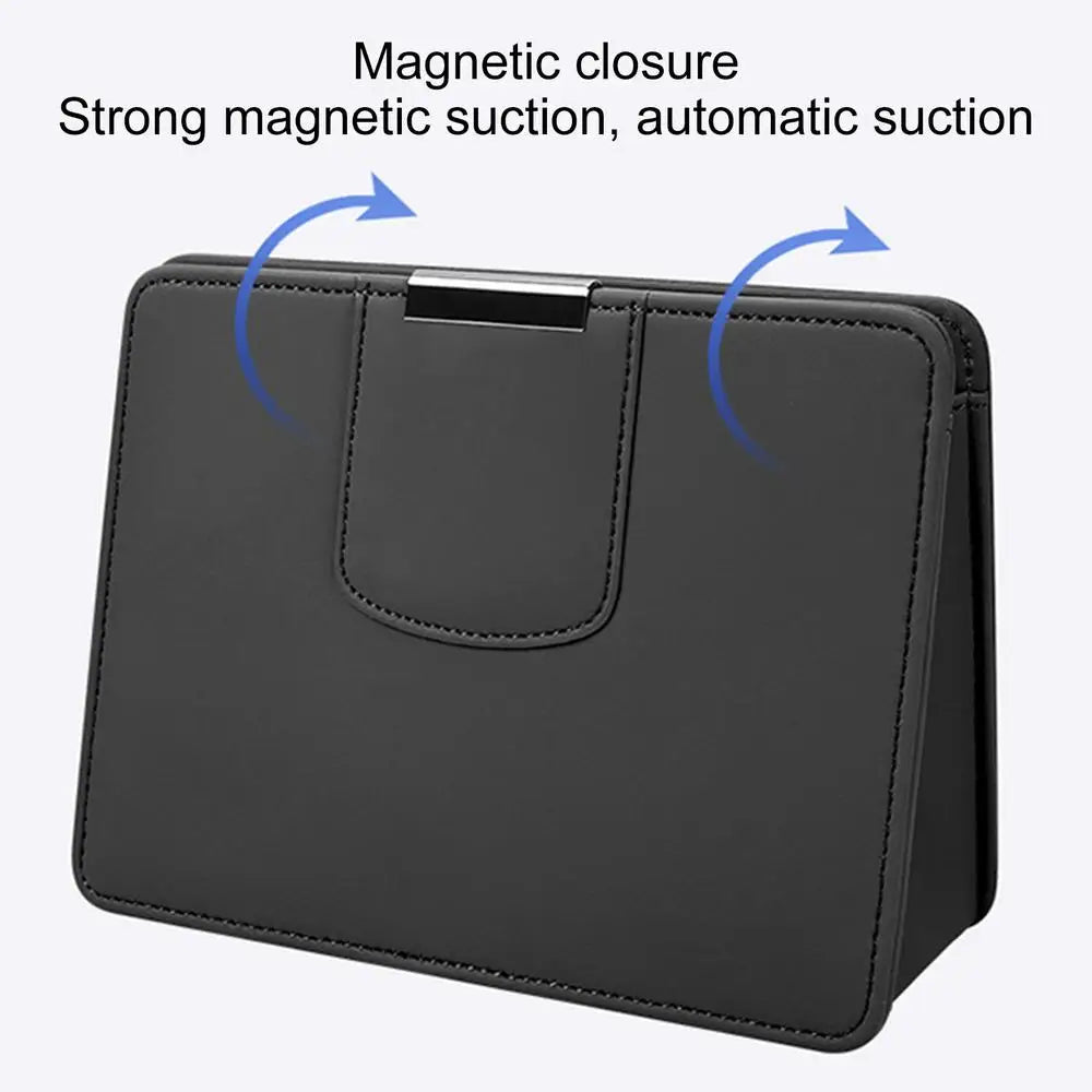 Car Seat Storage Box - Auto Seat Back Organizer with Magnetic Closure Design - Delicate Leather