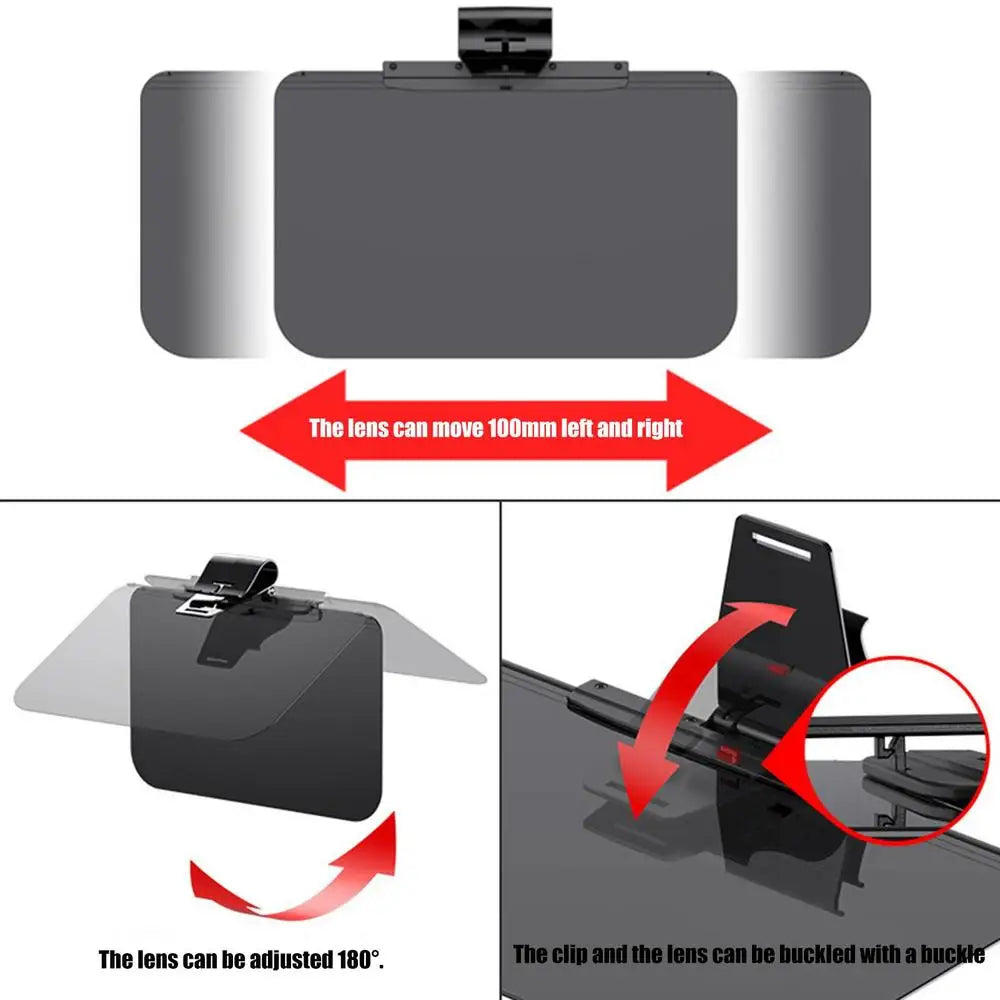 Universal Polarized Sun Visor Anti-Glare Sunshade Extender for Car - Protect from Sun Glare and UV Rays - Easy to Install, Adjustable Size - Suitable for Both Driver's and Passenger's Side - Delicate Leather