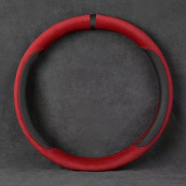 Velvet Steering Wheel Cover with Silicone Anti-Slip - Delicate Leather