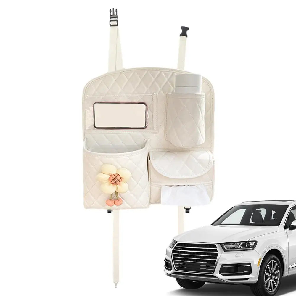Car Rear Seat Organizer - Cute Multifunctional Backseat Organizer and Travel Accessories for Vehicle, Custom Fit For Your Cars, Car Accessories - Delicate Leather