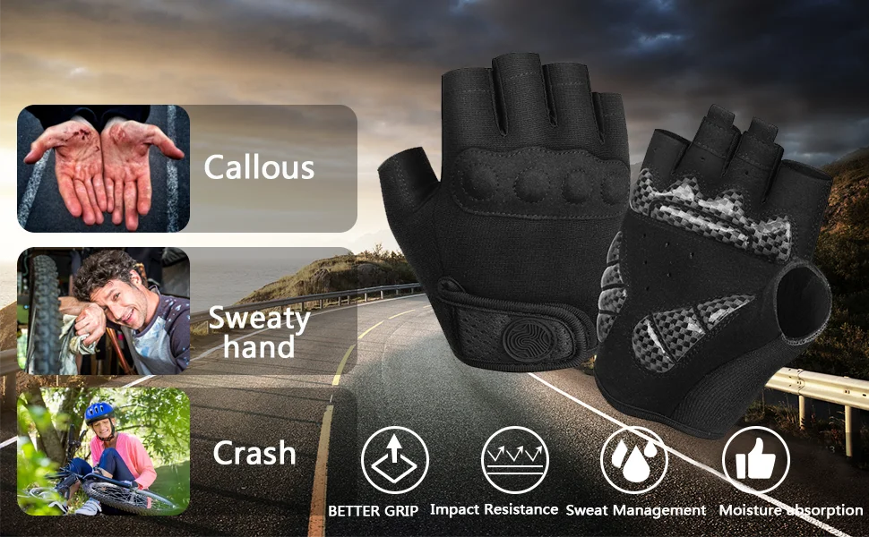 Breathable Bike Gloves - Shock-Absorbing Mountain and Road Cycling Gloves for Men and Women - Delicate Leather