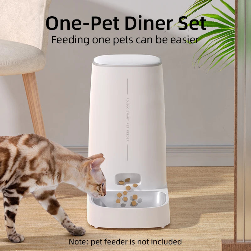 ROJECO Only Stainless Steel Single & Double Bowl Accessories For 4L Automatic Pet Feeder Cat Food Dispenser Without Pet Feeder - Delicate Leather