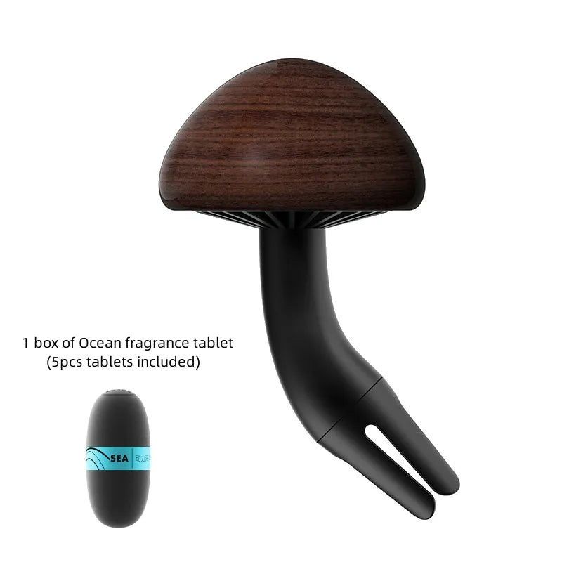 Creative Car Air Freshener Natural Solid Wood Mushroom Shape Car Perfume Auto Interior Accessories Perfume Diffuse Ornament Gift - Delicate Leather