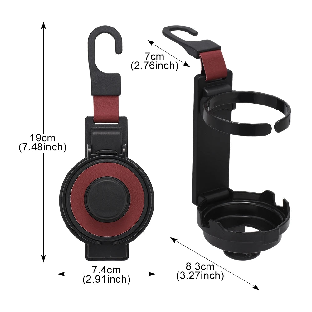 Multifunctional Car Hook Storage Tray - Seat Back Cup Holder and Phone Holder - Delicate Leather
