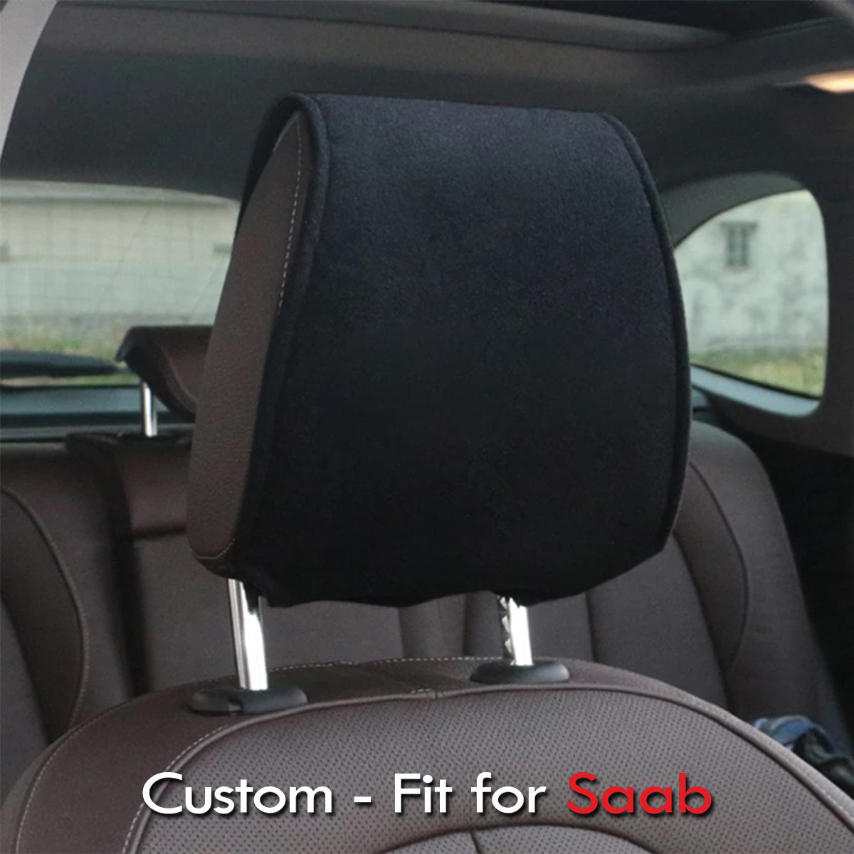 Car Seat Headrest Cover Breathable Flexible Headrest Covers Velcro Auto Headrest Covers Universal Fit, Custom-Fit For Saab, Car Accessories DLSU243 - Delicate Leather