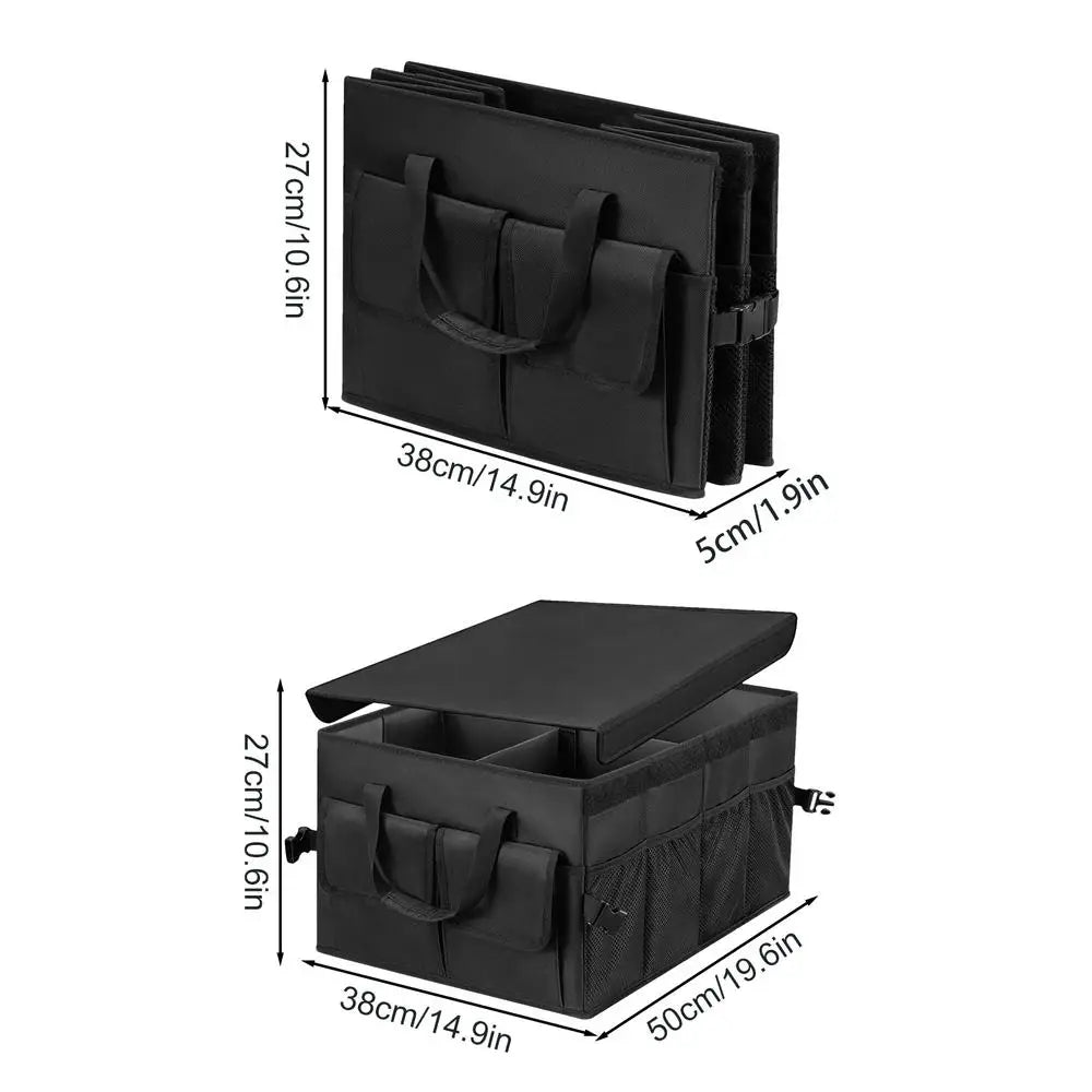 Car Trunk Storage Organizer - Waterproof Multi-Pocket Collapsible Cargo Storage Bag - Delicate Leather