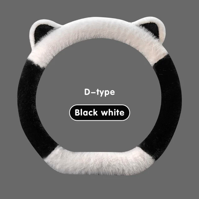 Winter Plush Soft Short Hair Car Steering Wheel Cover - High Density Cute Decoration Steering Wheel Anti Slip Protection Cover - Delicate Leather
