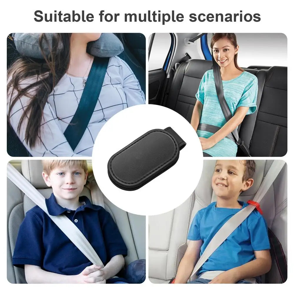 Car Seat Belt Positioner - Adjustable Seatbelt Clips for Shoulder Neck Strap - 2 Pack - Delicate Leather