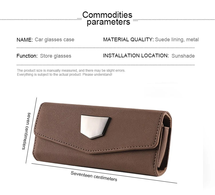 Car Glasses Holder - Sun Visor Case Storage Box - Delicate Leather