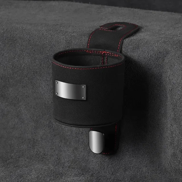 Car Hook Storage Box - Seat Back Milk Bottle and Beverage Cup Holder - Delicate Leather