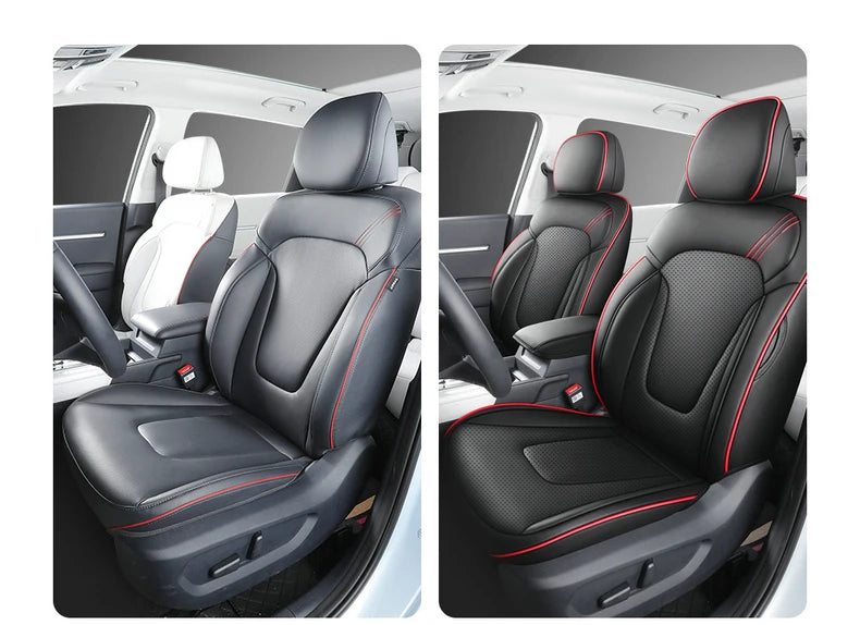Full Set Leather Car Seat Covers - Premium Auto Interior Accessories - Delicate Leather