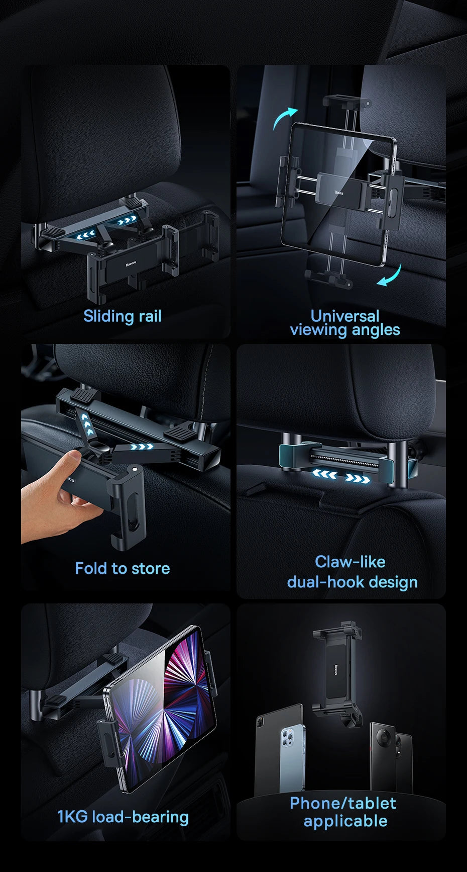 Car Back Seat Mount Tablet Car Holder - Delicate Leather