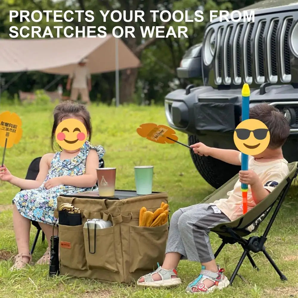 Camp Trunk Organizer - Large Capacity Camping Storage Bag - Delicate Leather