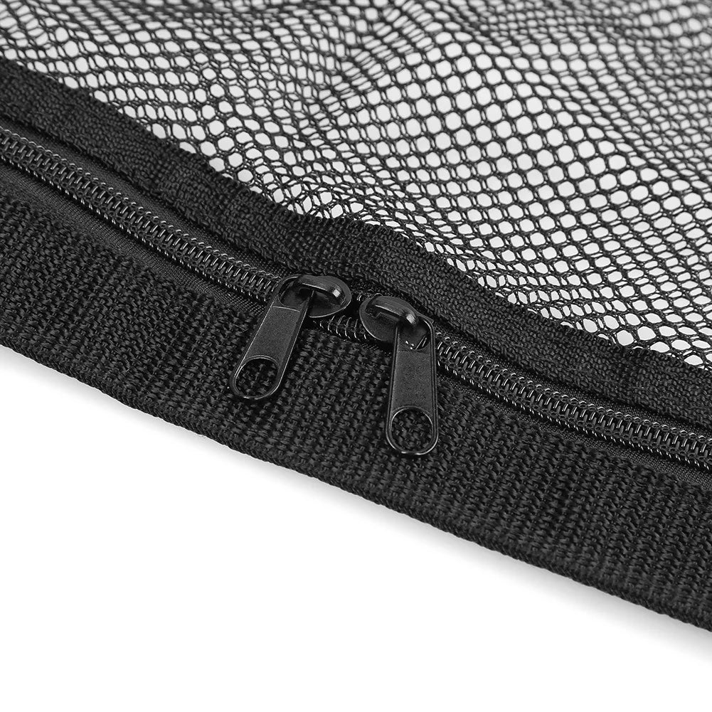 Car Roof Net Storage Bag - Adjustable Double-Layer Zipper Mesh Car Ceiling Cargo Net Pocket for Long Trips - Delicate Leather