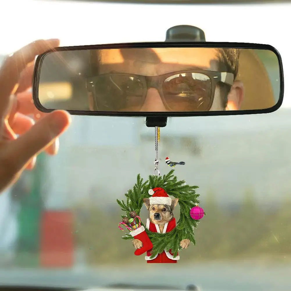 Creative Car Cat Puppy Pendant Car Christmas 2023 Pendant Decoration Car Hanging Ornament Cute Cat Puppy Pendant