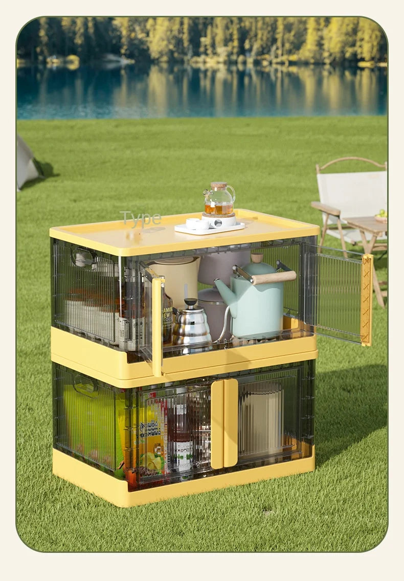 Outup Store Outdoor Camping Storage Box Folding Box Car Trunk Table Double Door Picnic Storage Kamp Car Camping Campismo Picnic - Delicate Leather