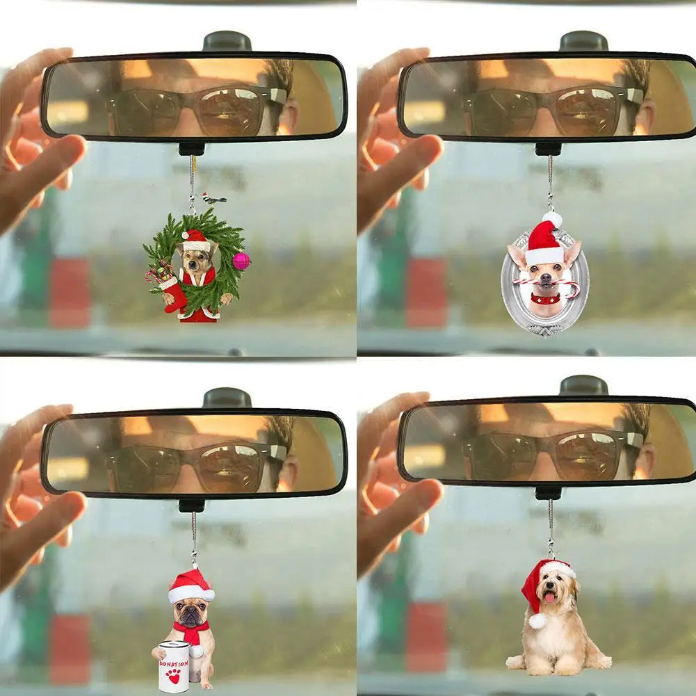 Creative Car Cat Puppy Pendant Car Christmas 2023 Pendant Decoration Car Hanging Ornament Cute Cat Puppy Pendant