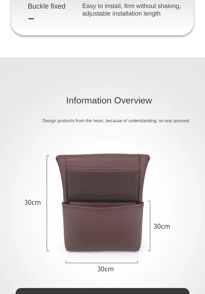 Car Handbag Holder Between Seats - Multifunctional Leather Auto Seat Middle Storage Bag