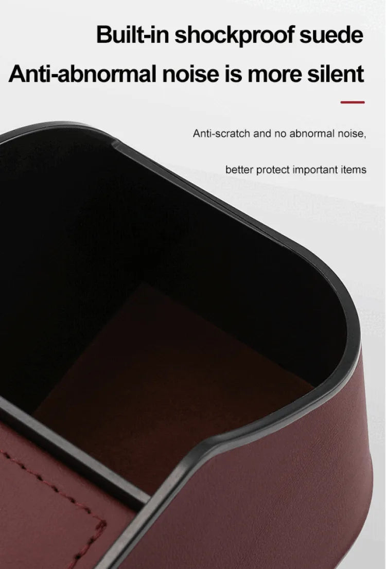 Car Multifunctional Leather Tissue Storage Box - Water Cup Holder and On-Board Seat Back Storage Bag, Custom Fit For Your Cars, Car Accessories - Delicate Leather