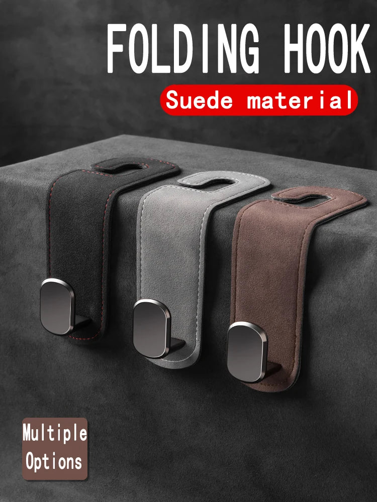 Car Seat Back Hidden Hooks - Flip Fur Design for Invisible Small Object Storage Inside Car Rear Bag - Elk Skin Hooks