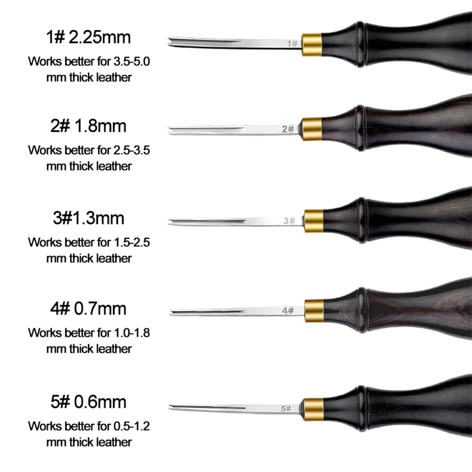 1PCS 0.6-2.25 MM Leather Edge Bevelers Wide Mouth Skiving Tool with Wooden Handle for DIY Leather Craft Professional - Delicate Leather