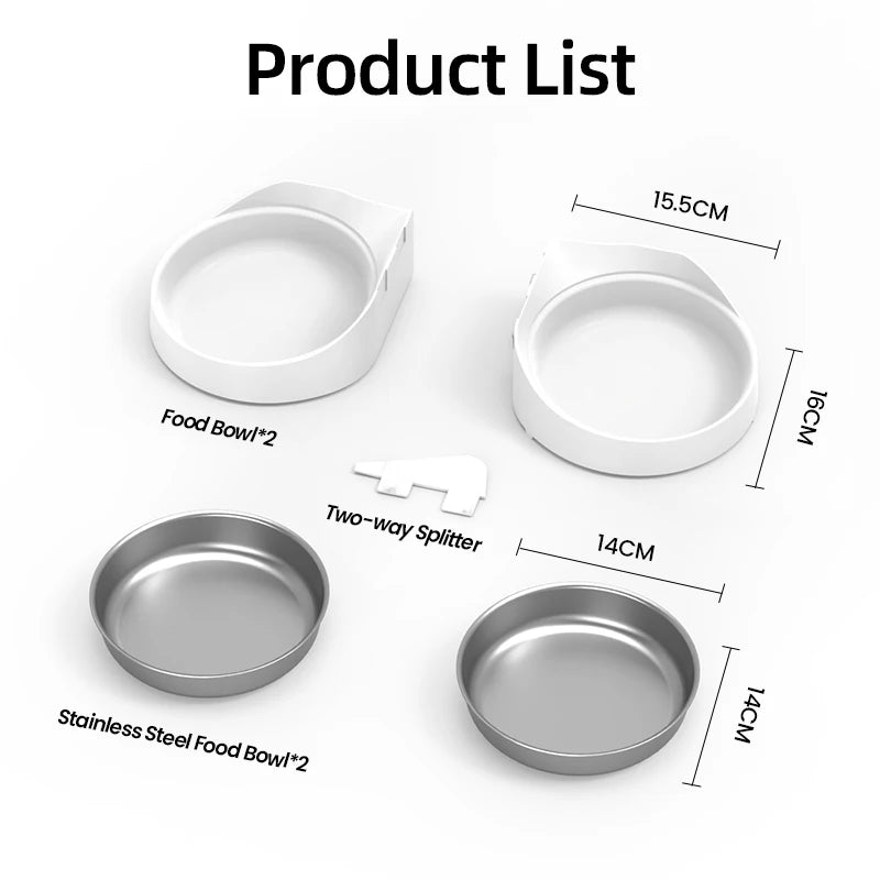 ROJECO Only Stainless Steel Single & Double Bowl Accessories For 4L Automatic Pet Feeder Cat Food Dispenser Without Pet Feeder - Delicate Leather