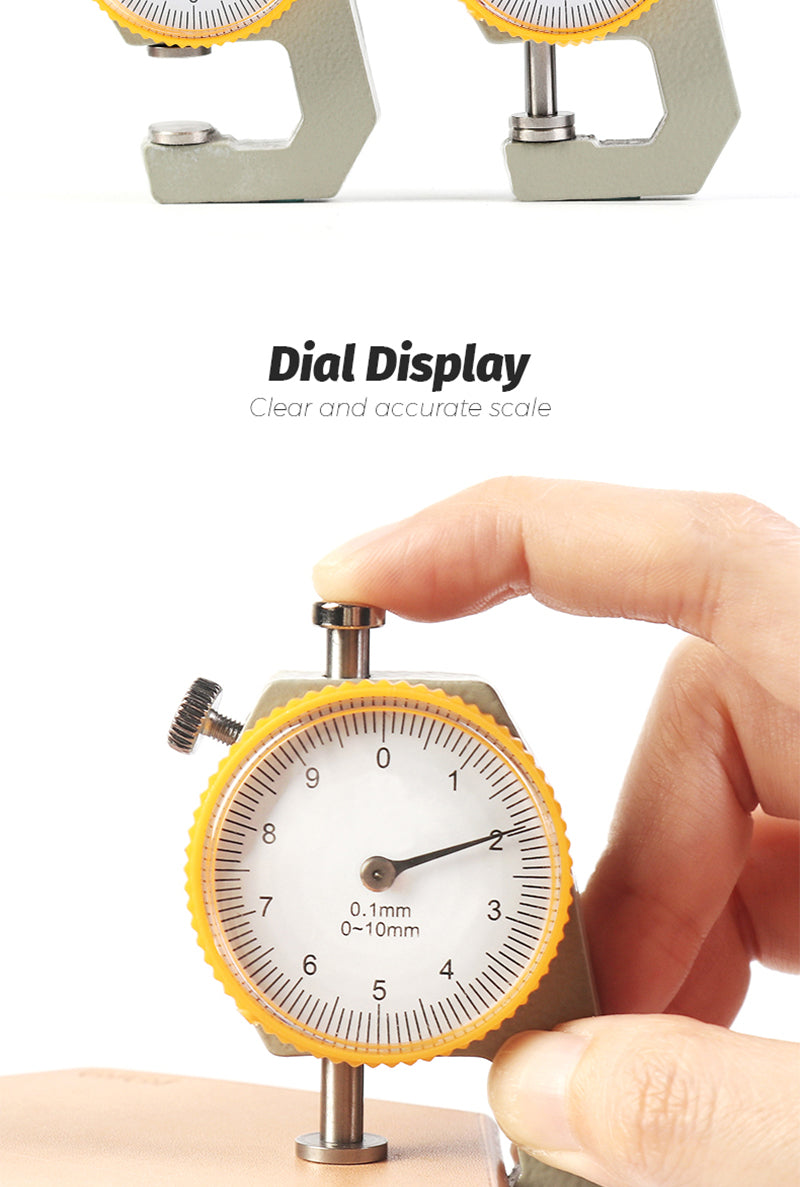 Leather Thickness Gauge Measuring Tools 0-10mm/0.1mm Dial Paper Meter Tester for Hollow Pipe or Circular Tube Caliper - Delicate Leather