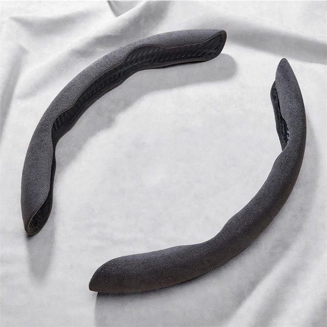 Suede Universal 38CM Car Steering Wheel Booster Cover - Non-Slip Auto Interior Steer Protector Decoration Accessories