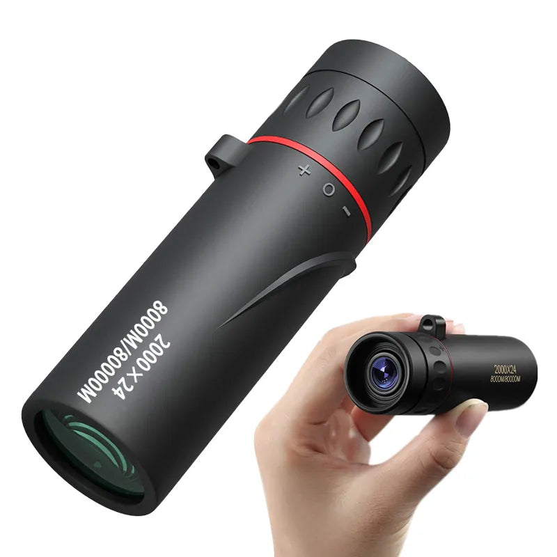 High-Definition 2000x24 Mini Monocular Telescope with Mobile Phone Holder - Compact and Portable for Outdoor Camping, Hunting, and Birdwatching Adventures - Delicate Leather