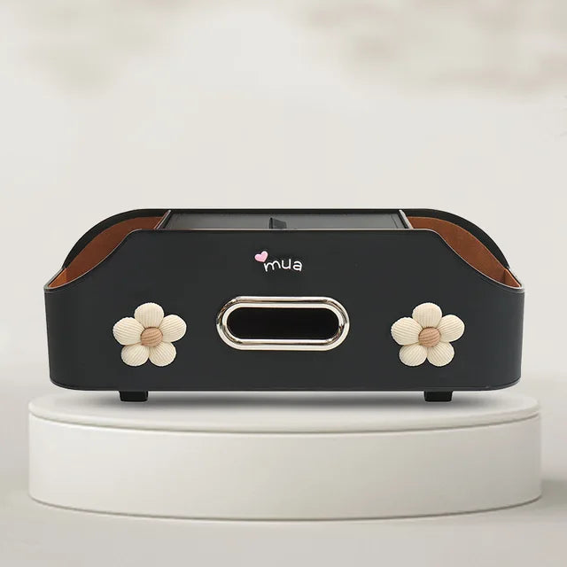 Car Seat Back Storage Rack - Cute Multifunctional Storage Box with Water Cup Holder and Tissue Box - Delicate Leather