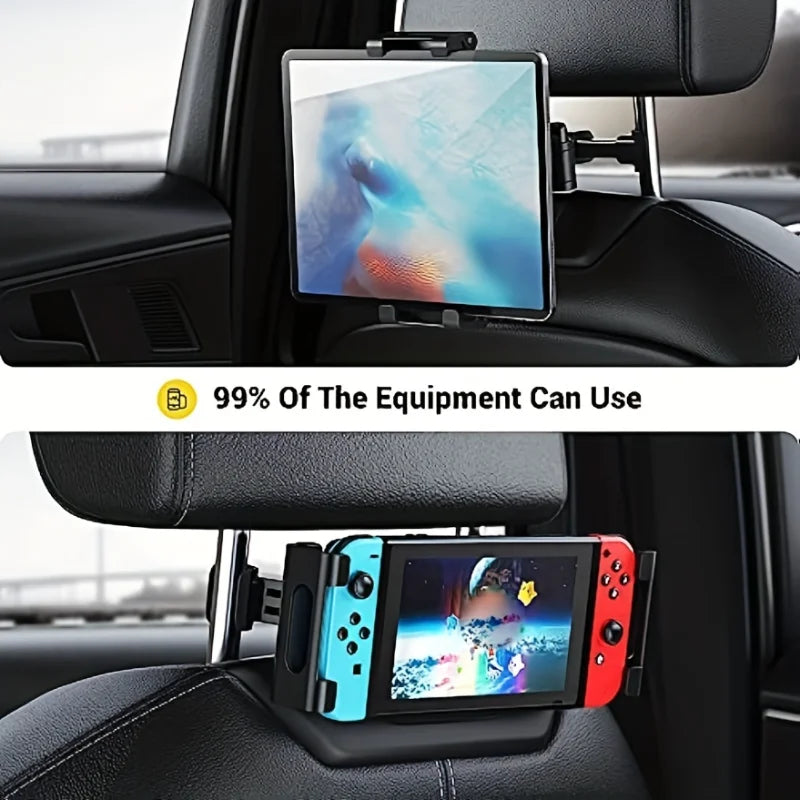 Car Tablet Holder Headrest Mount - Universal Compatibility for Cell Phones and Tablets - Delicate Leather