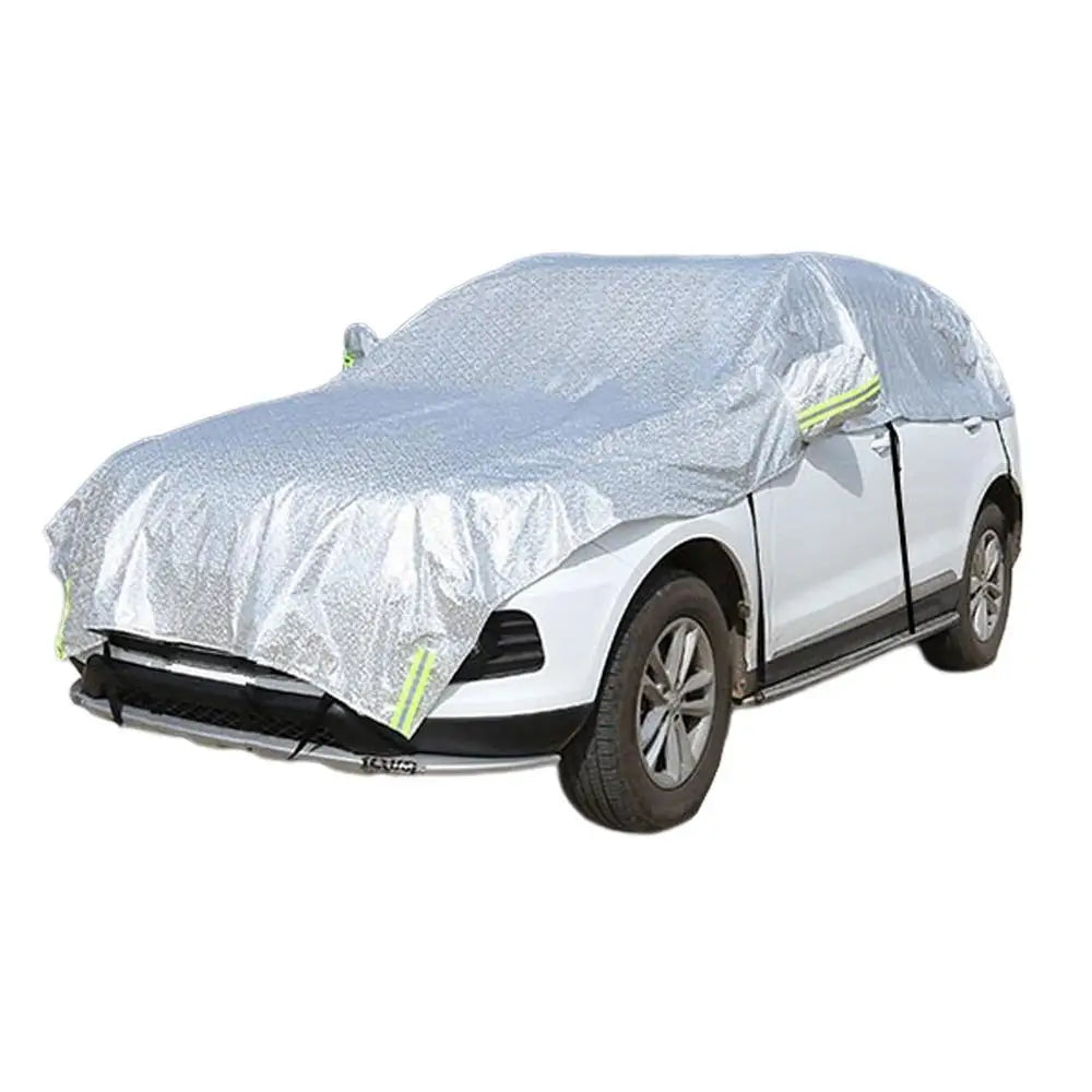 Half Car Sunshade Cover Universal Sunscreen Heat Insulation Auto Body Cover for SUVs, All Seasons Protection